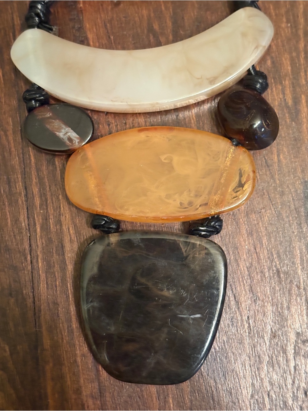 Statement Multistone Resin Pendant Necklace in Cream, Amber & Black - Picture 8 of 8